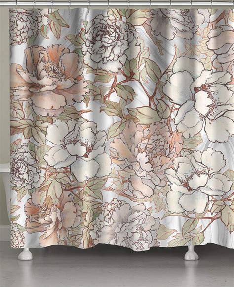 Laural Home Blushing Pale Pink Peonies Shower Curtain And Reviews Shower Curtains Bed And Bath