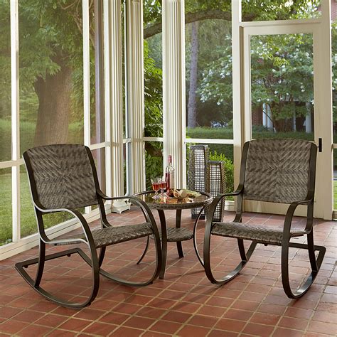 Ty Pennington Style Walnut Grove Rocker 3pc Bistro Set