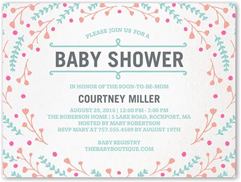Floral Swirl 4x5 Baby Shower Invitations Shutterfly