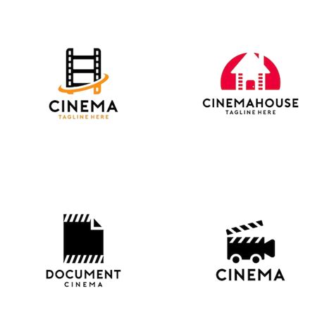 Collection De Logos De Cinéma Vecteur Premium