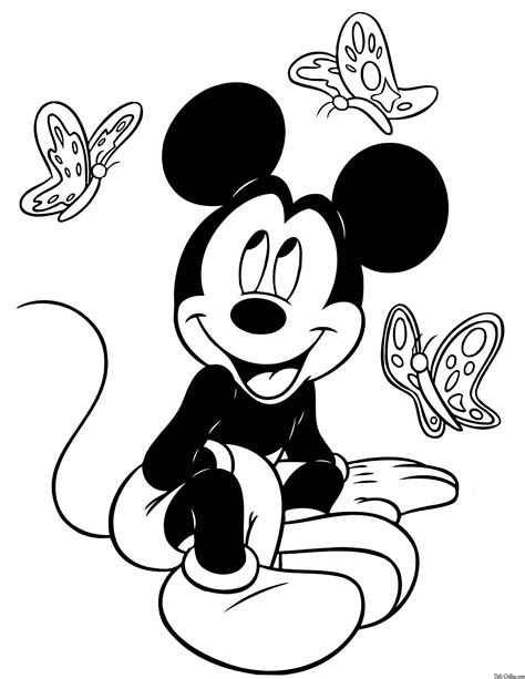 Mickey Con Mariposas Para Colorear Disney Gratis Todo