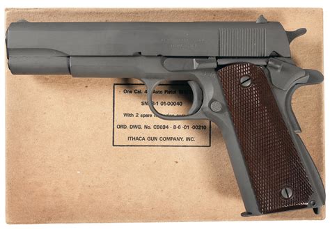 Us Wwii Ithaca Model 1911a1 Semi Automatic Pistol With Box