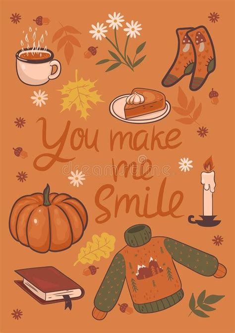 Autumn Card With The Inscription Vector Graphics Stock Illustration