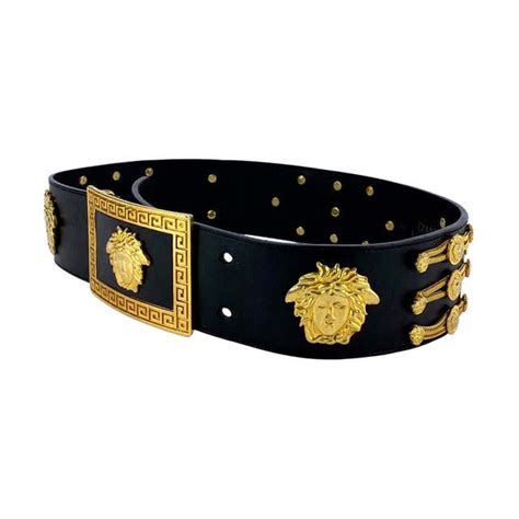 Gianni Versace Wide Snakeskin Belt With Giant Medusa Head Buckle At