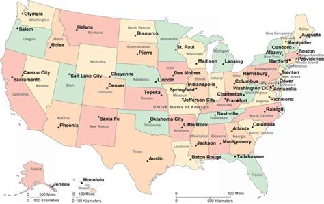 Map Of Usa With State Capitals
