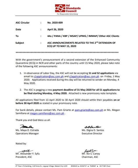 We did not find results for: ASC Circular 2020-009 ASC Announcements Related to 2nd ECQ ...