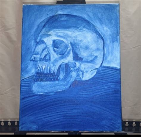 Monochromatic Skull Oil Painting Oil Painting Artwork Painting