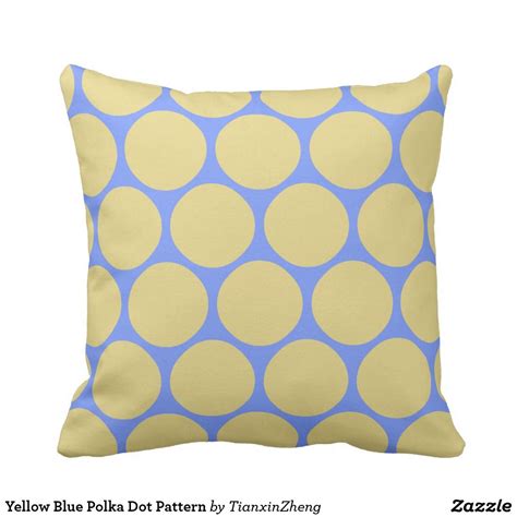 Yellow Blue Polka Dot Pattern Throw Pillow Throw Pillows