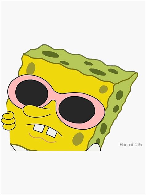 Spongebob Wearing Clout Goggles Sticker By Hannahc16 Redbubble