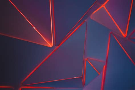 5k 3d Triangles Pattern Red Geometric Neon Hd Wallpaper Rare