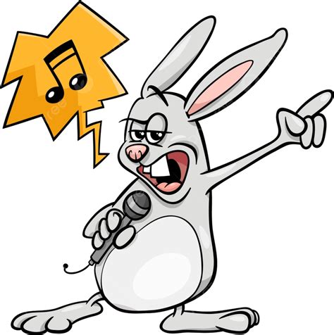 رسم التوضيح الكرتون الأرنب مضحك الغناء أغنية الروك رسم الارنب رسم