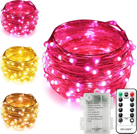 Erchen Dual Color Battery Operated Led String Lights 33