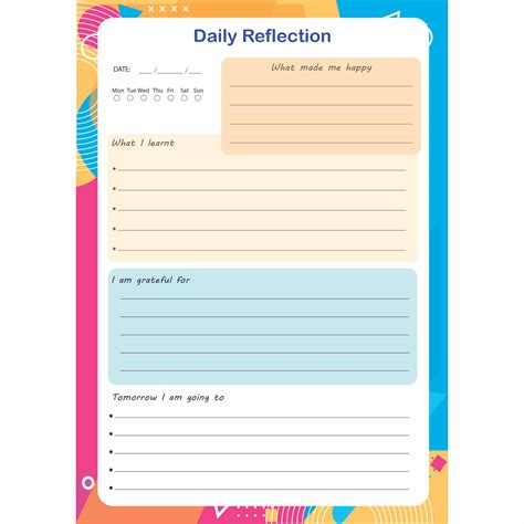 Printable Daily Reflection Journal Template Printable Templates