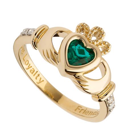 Irish Ring 14k Gold Diamond Love Loyalty Friendship Birthstone