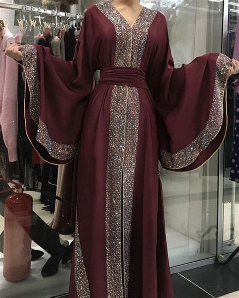 Lsm005 Hijab Muslim Dress Abaya Long Sleeve Sequin Muslim Dress Islamic