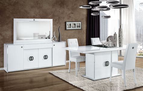 Italian White High Gloss Dining Room Furniture Set Homegenies