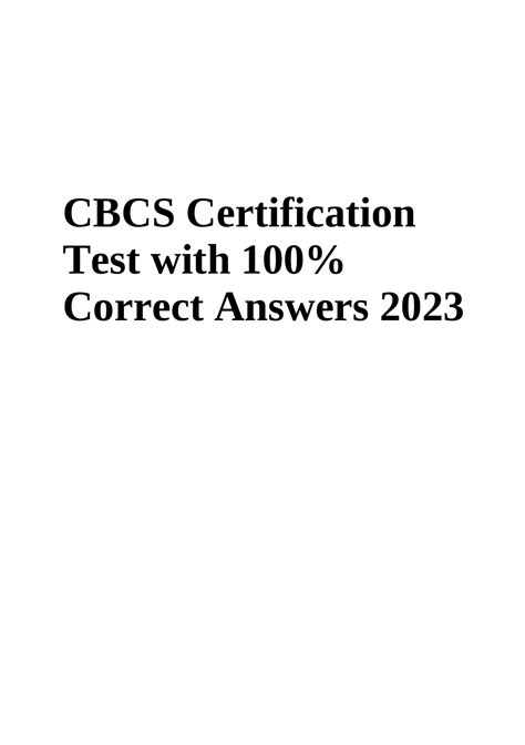 Cbcs Practice Test With 100 Correct Answers 2023 Cbcs Exam Review