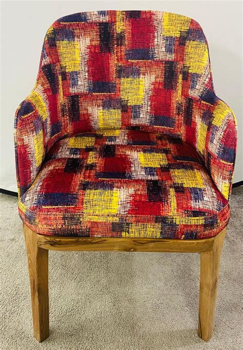 Mid Century Modern Style Chair Multicolor Upholstery And Walnut Frame