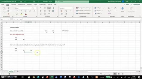 Prozentrechnen Und Zellformatierung In Excel Youtube
