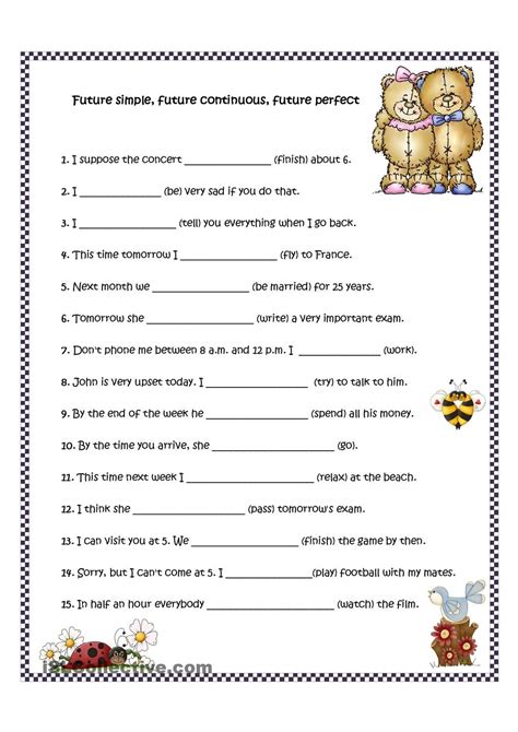 printable future continuous tense worksheets tedy printable