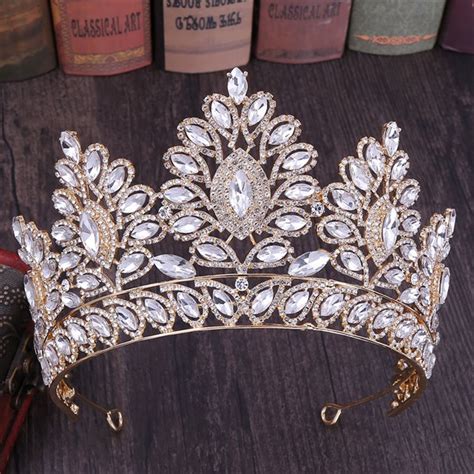 Red Modern Baroque Alloy Rhinestones Princess Crown Bridal Tiara