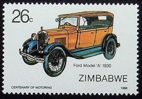 Ford Model A 1930 Vintage Car Framed Postage Stamp Art 10867 Postage