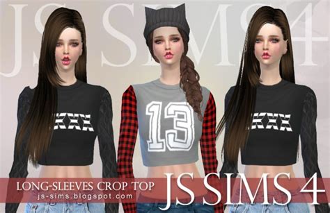Js Sims 4 Long Sleeves Crop Top • Sims 4 Downloads