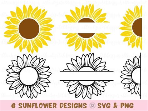 Sunflower Svg Bundle Sunflowers Svg Png Sunflower Monogram Etsy