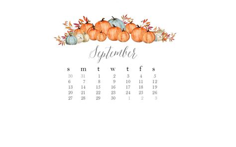 Free September Desktop Watercolor Calendar