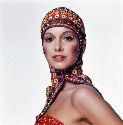 Karen Graham Wearing An Embroidered Cotton Coif Photograph By Gianni
