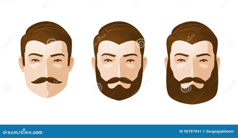 Portrait Of Beautiful Men Man With Beard And Mustache Stock Vector
