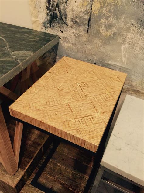 Your method is right on. Repurposed plywood edge grain mosaic top over recycled ...