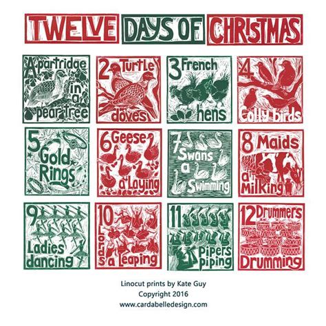 The Twelve Days Of Christmas Set Of 12 Greetings Cards From Etsy Uk