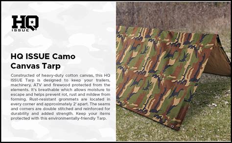Hq Issue 6 X 8 Camo Canvas Tarp Heavy Duty Multipurpose