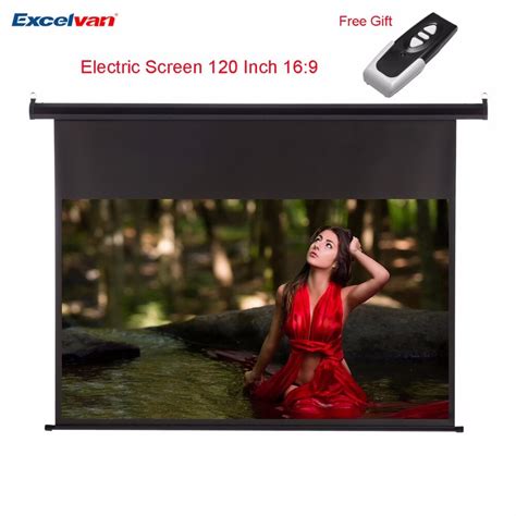 buy excelvan hd 120 inch 16 9 electric screen for 3d lcd dlp projector support