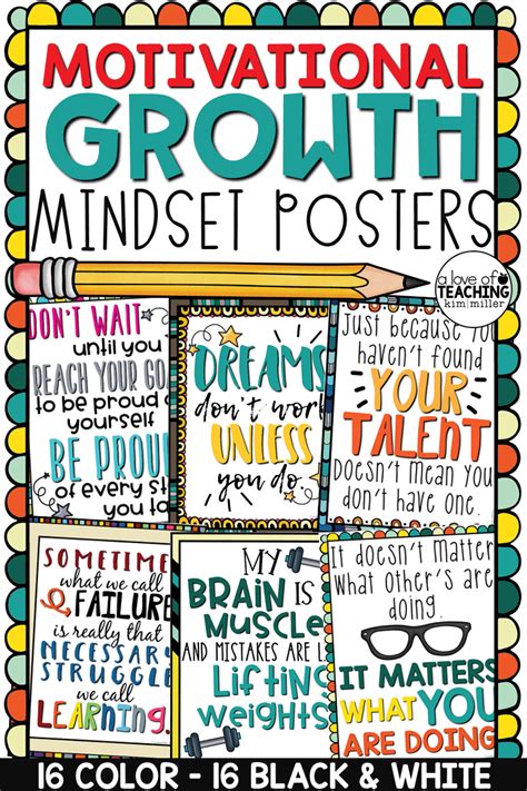 Motivational Quotes Growth Mindset Posters For The Classroom Inspire