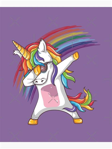 Dabbing Unicorn Rainbow Shirt Hip Hop Dab Pose Mounted Print For Sale