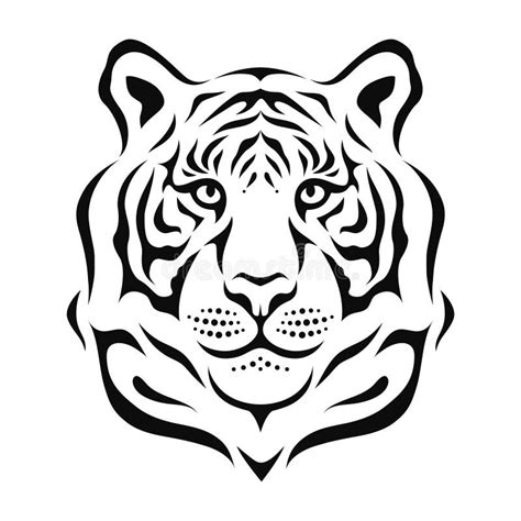 Tiger Head In Outline Stylized Vector Illustration Stock Vector