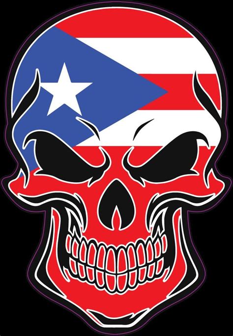 Puerto Rico Flag Skull Decal Puerto Rican Flag Bumper Etsy Skull
