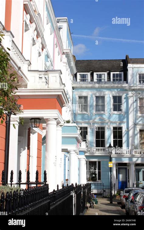 Colourful Georgian Houses In Street Primrose Hill London Stock Photo