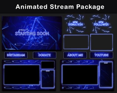 Animated Stream Package Dark Blue Twitch Overlay Animated Etsy