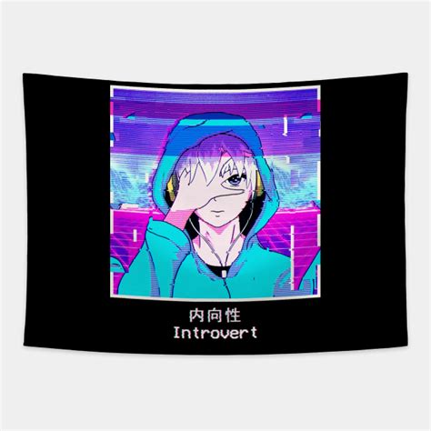 Introvert Anime Boy Japanese Vaporwave Aesthetic Glitch T