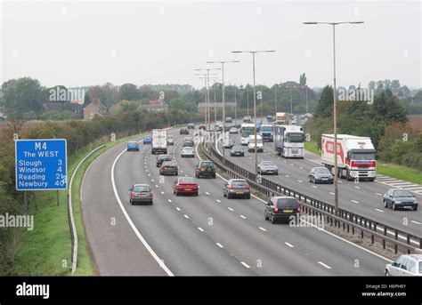 The Busy M4 Motorway West Of London Photographed Looking East From An