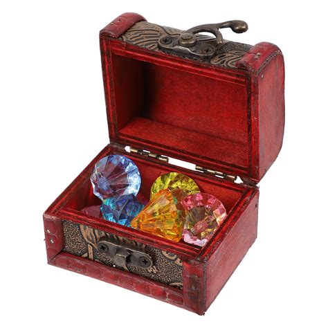 Hemoton 1 Set Pirate Treasure Chest With Gemstones Acrylic Diamond Gems