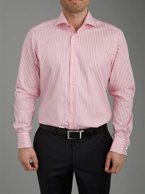 B Umler Stripe Long Sleeve Formal Shirt In Pink For Men Lyst