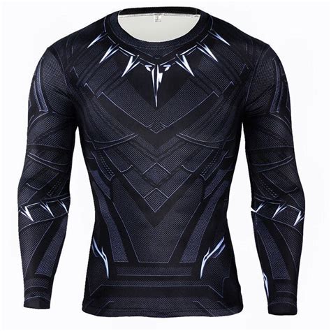Us Panther T Shirt Wakanda Elastic Tight Long Sleeve Avengers Mans Top