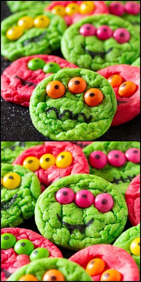 Halloween Monster Cookies Are Made From Cake Mix And Only Require Six