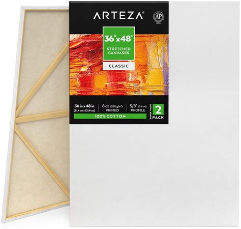 Arteza Stretched Canvas Value Pack 36 X 48 Blank Canvas Boards For