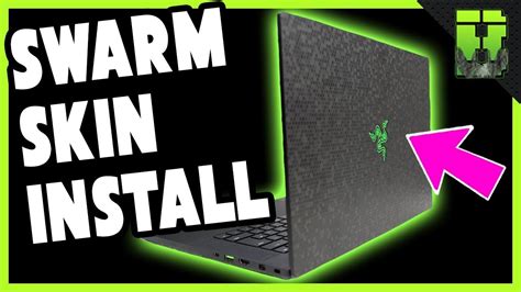 Dbrand Swarm Razer Advanced 2080 Laptop Skin In Black Installation Top