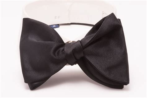 Large Butterfly In Black Silk Satin Bow Tie Sized Self Tie Fort Belvedere